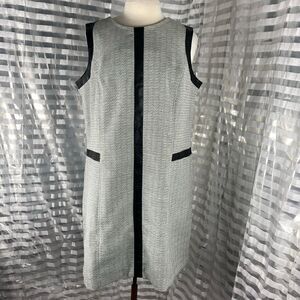 Simply Be Faux Black Leather Trim Gray Print Sleeveless Dress